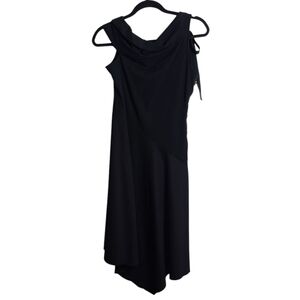 DEREK LAM 10 CROSBY Solid Black One Shoulder Asymmetrical Midi Dress Size 4